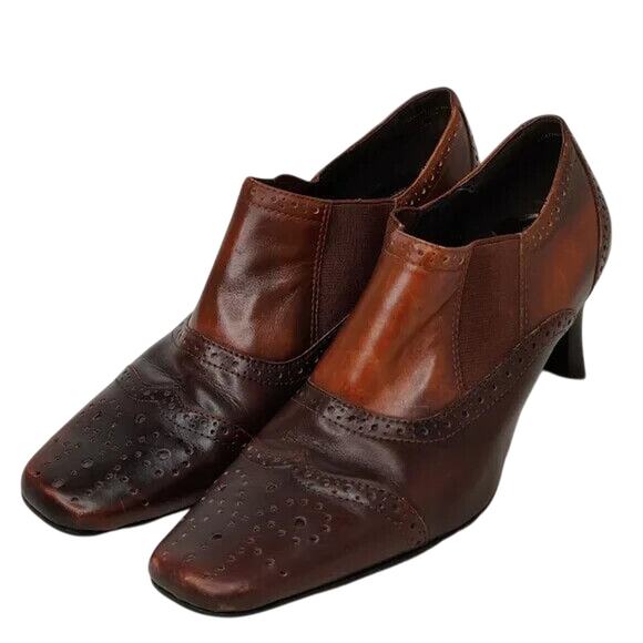 Vintage Brown square toe ankle booties sz 9 - Picture 3 of 6